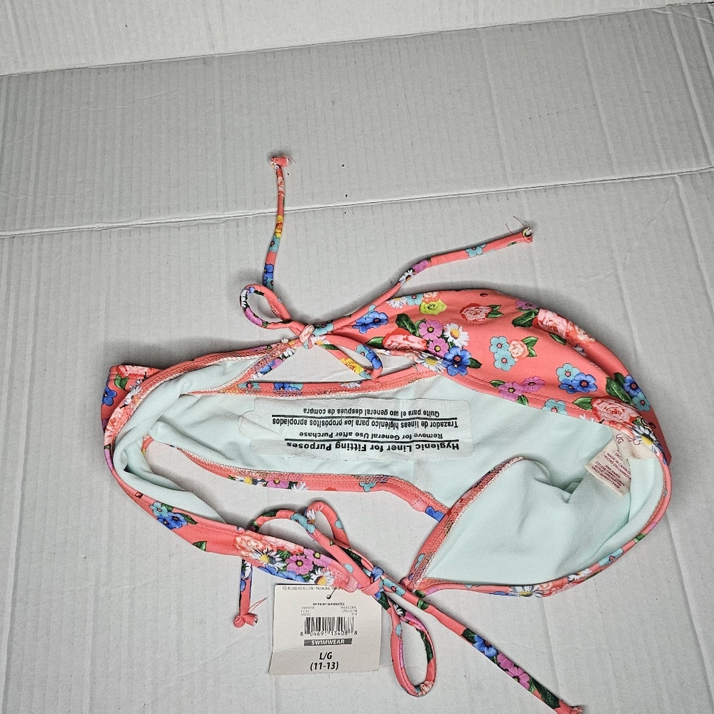 New Juniors Op Tangi Coral Field of Flowers Floral Bikini Set XL Top L Bottom - Picture 12 of 16